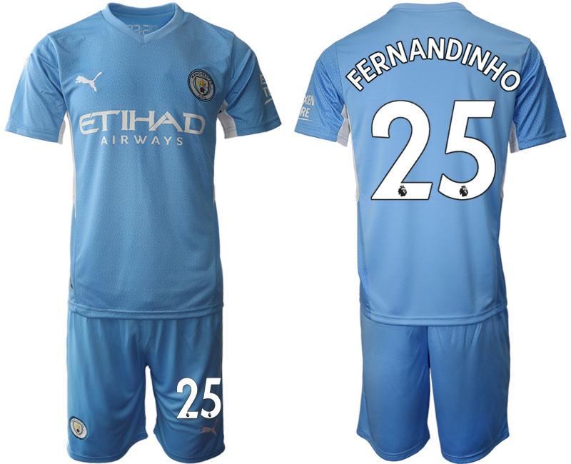 Men 2021-2022 Club Manchester City home Light blue #25 Soccer Jersey